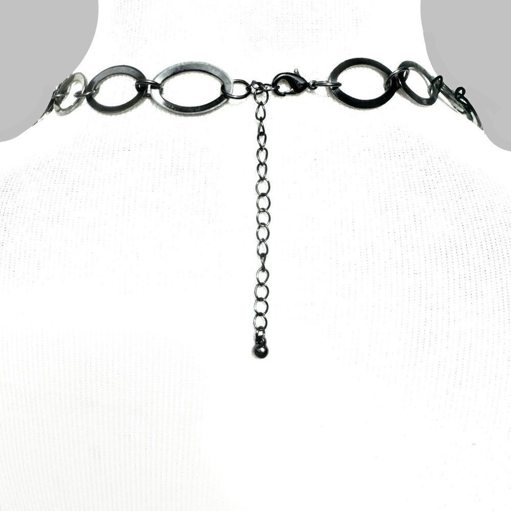 Black Layered Circle Chain Necklace - Picture 2 of 3